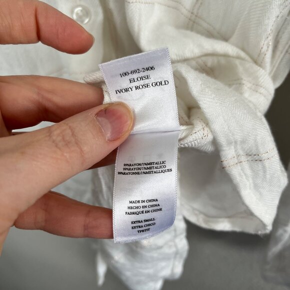 Rails Eloise Ivory Rose Gold Plaid Button Down Long Sleeve Flannel Shirt XS - Picture 10 of 11